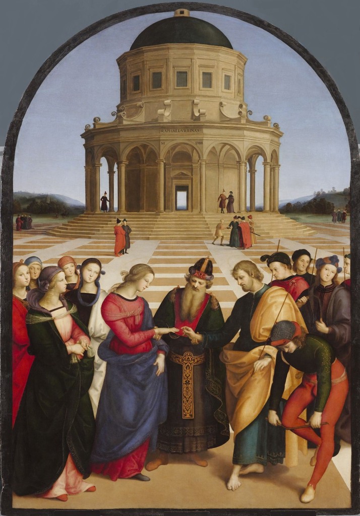 "Sposalizio della Vergine", 1504, Raffaello. Milano, Pinacoteca di Brera.