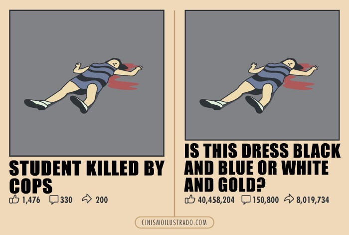 "Studentessa uccisa dalla polizia. Il suo vestito è nero e blu o bianco e oro?"